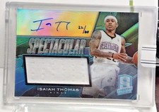 Isaiah Thomas 2013-14 Spectra Spectacular Light Blue Prizm GU Jersey Auto #'d/60
