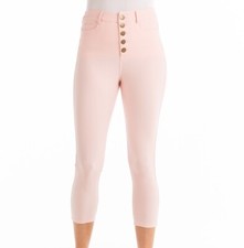 FRESH PRODUCE XS Blush PINK 5 Button Freshfit Crop Stretch Jegging PANTS 62 NWT