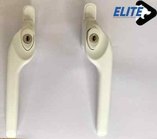 10/5 ELITE Cranked White Window Handles Mixed By Your Choice- Key Locking-15mm