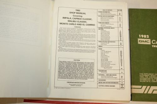 Original 1982 GMC Caballero Service Manual X-8231 w/ X-8231A Supplement Excelle - Bild 2 von 7
