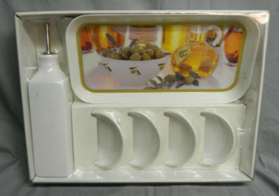NIP Tabletops Gallery Easy Life Dipping Set Oil Bottle Tray Bowls