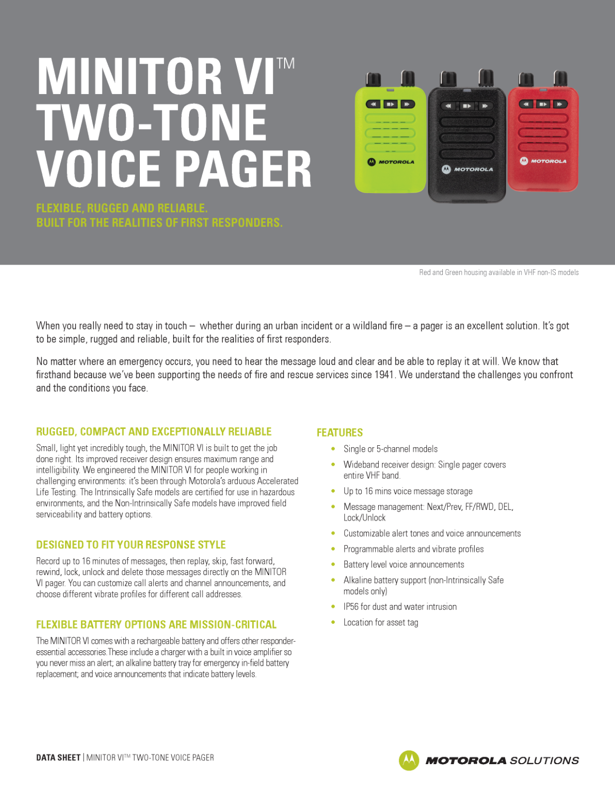 MOTOROLA MINITOR VI TWOTONE VOICE PAGER UHF 450486 MHz 1 Channel Stored Voice eBay