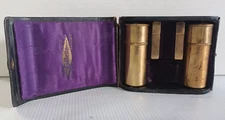 antique Gillette travel razor set with leather case 1910's