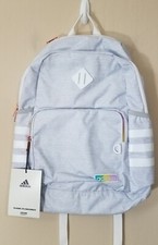 Adidas Classic 3S 4 Backpack School Book bag Jersey White Rainbow Gray NEW