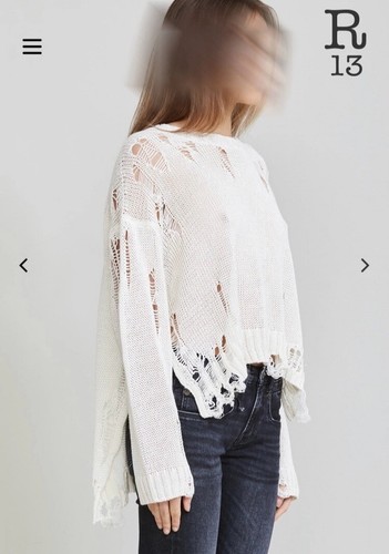 $495 New R13 Shredded Side Slit Sweater Medium - Picture 5 of 12