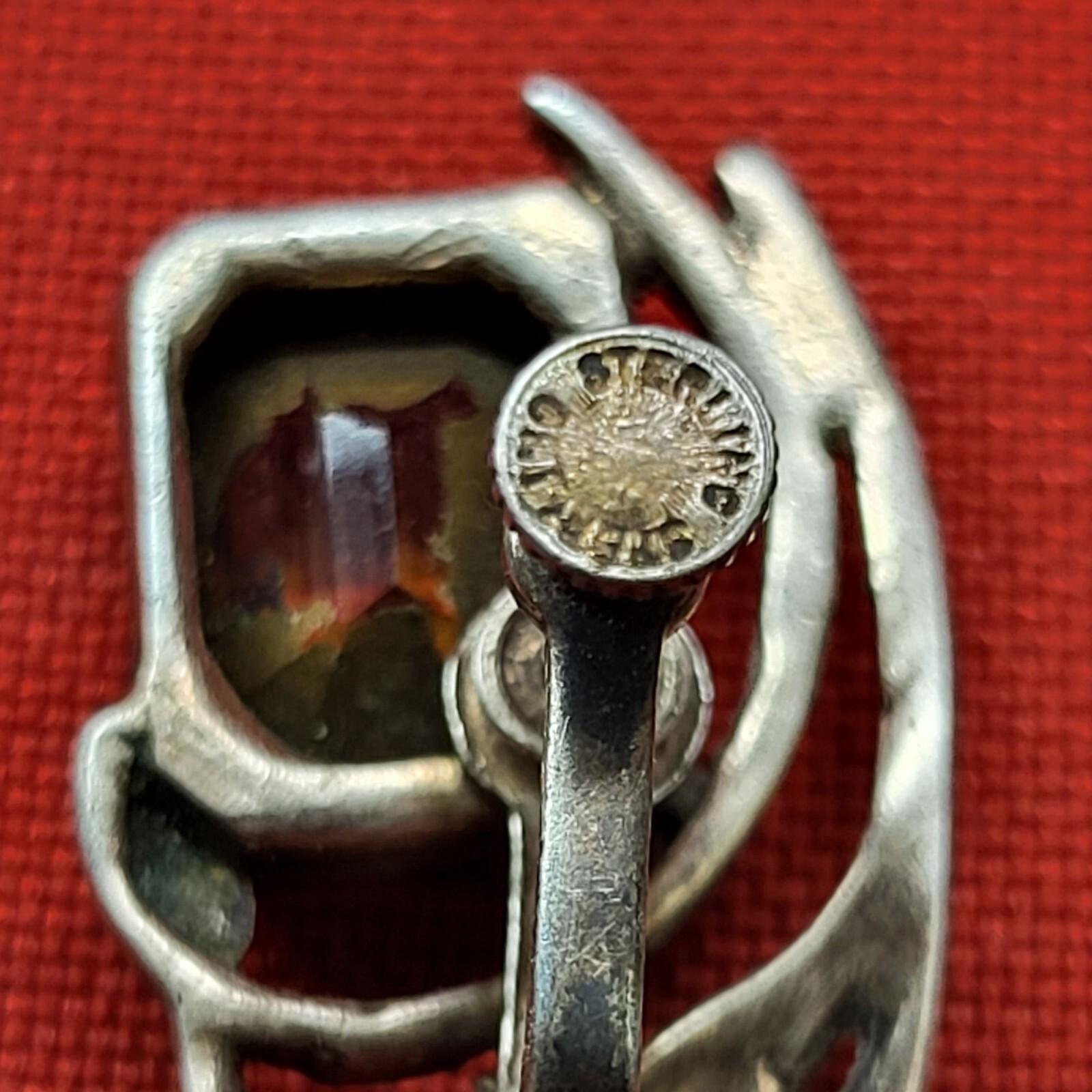 VTG Sterling Silver Rectangular Citrine Earrings - image 4