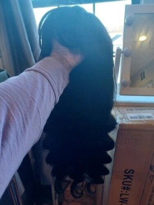 cropped cut fransen bang bodywave fransen lang europäisch 100% Echthaar lockig Perücke