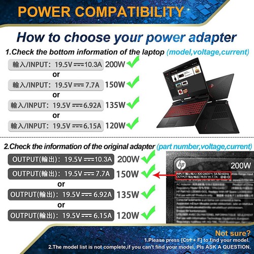 HP 200W 19.5V 10.3A AC Adapter Power Charger For HP OMEN ZBook 17 G5 TPN-DA10 - Picture 10 of 12