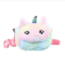 Girls Casual Cute Plush Unicorn Crossbody Bag, Large Capacity Tie Dye Messenger