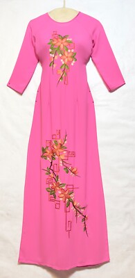Ao Dai CT-176 Lua Tằm Mềm Rủ   Size M 148cm   Hong Phan Theu Hoa