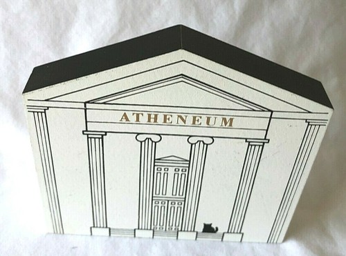 Vintage Nantucket Wood House Model Atheneum Greek Revival FOLK ART Library sign - Picture 2 of 7