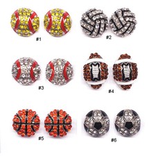 Pave Crystal Baseball Softball Team Sports Stud Earrings Football Studs Jewelry