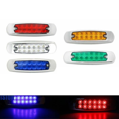 12LED Auto Car Truck Trailer Side Marker Indicators Light Waterproof Amber Red