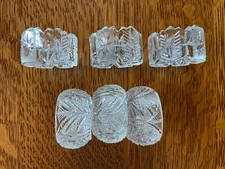 Vintage Open Dip Salt Cellars (Lot of 6) 3 Medallion Sunburst  3 Crystal Hexagon