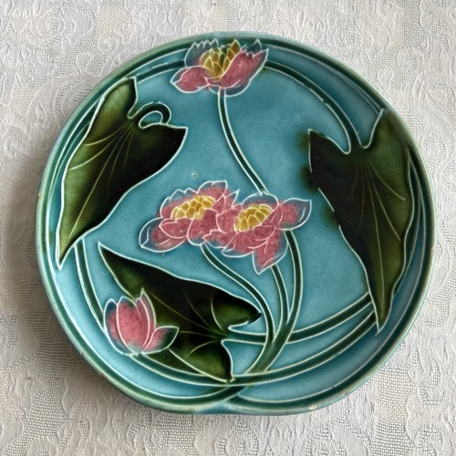 Antique Villeroy & Boch Majolica Plate 1789 Waterlillies 1895-1912 - Picture 1 of 10