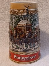 Vintage 1987 Budweiser C Series Holiday Stein - Clydesdales Gem! A-137
