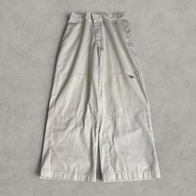 Y2K Dickies Baggy Double Knee White Painter Canvas Pants Size 30