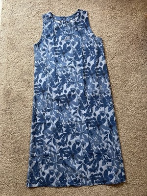 Ripskirt Blue Floral Print Sleeveless Shift Dress Lightweight Pockets Large