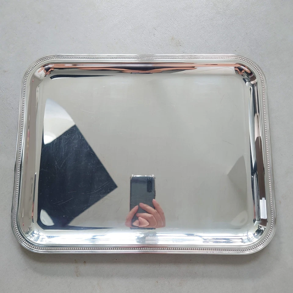 Bandeja plateada Christofle Perles Foto 2 de 4