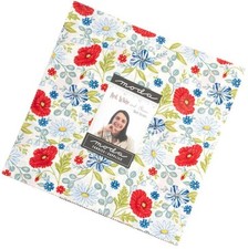 Red White Bloom Moda Layer Cake, 42 - 10" precut fabric quilt squares