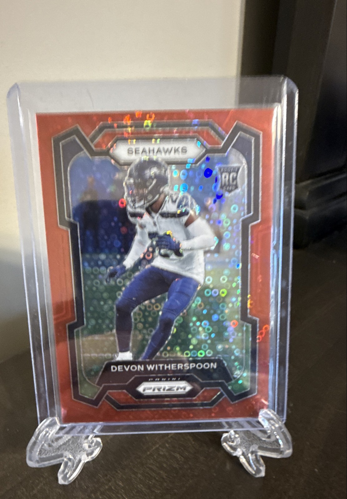 2023 Panini Prizm - Rookies Devon Witherspoon #389 Red No Huddle Prizm /70 (RC)