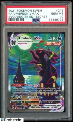 2021 Pokemon SWSH Evolving Skies #215 FA/Umbreon VMAX Secret PSA 10 GEM MT