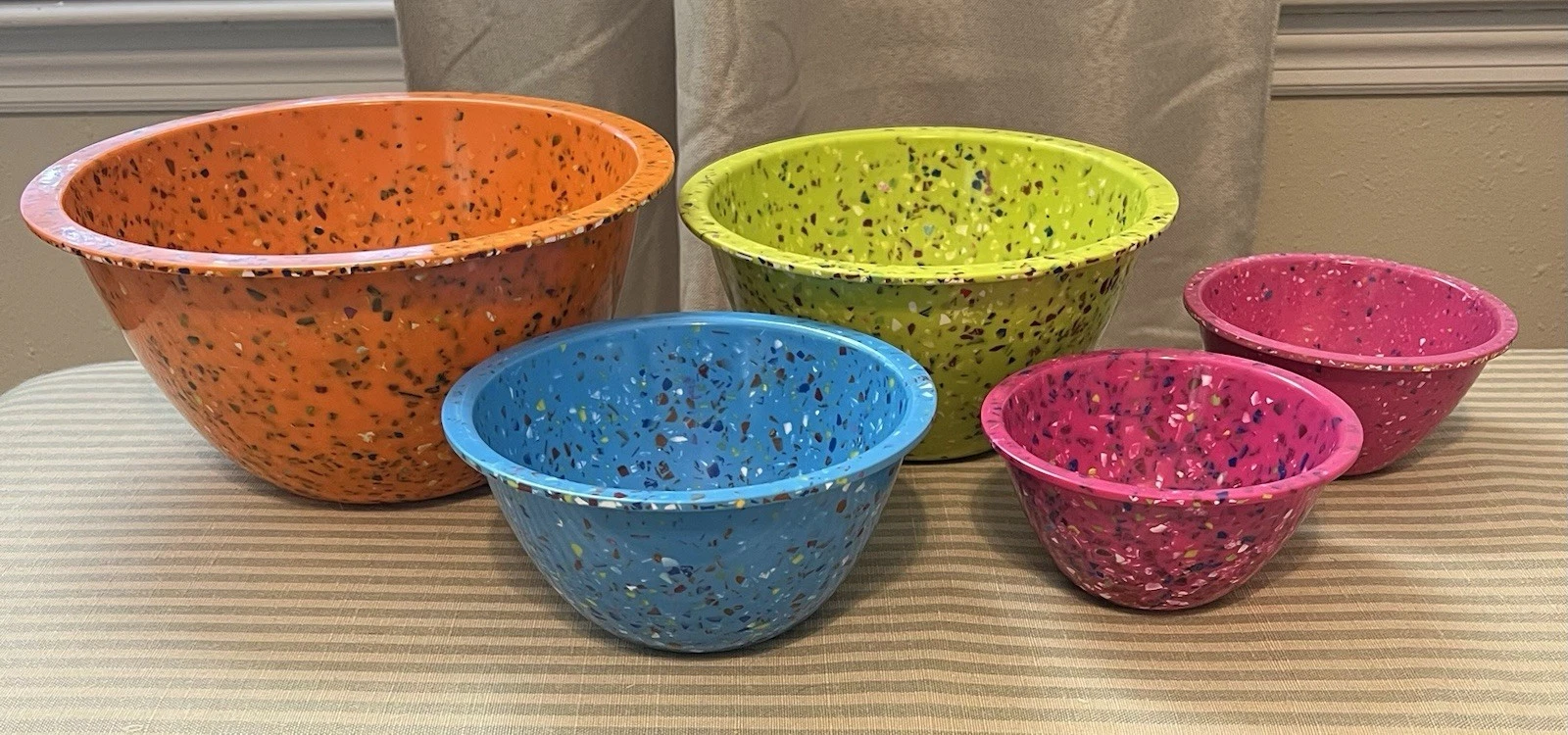 Zak! Designs Confetti Melamine Nesting Bowls Set Of 5 Orange Green Blue Pink