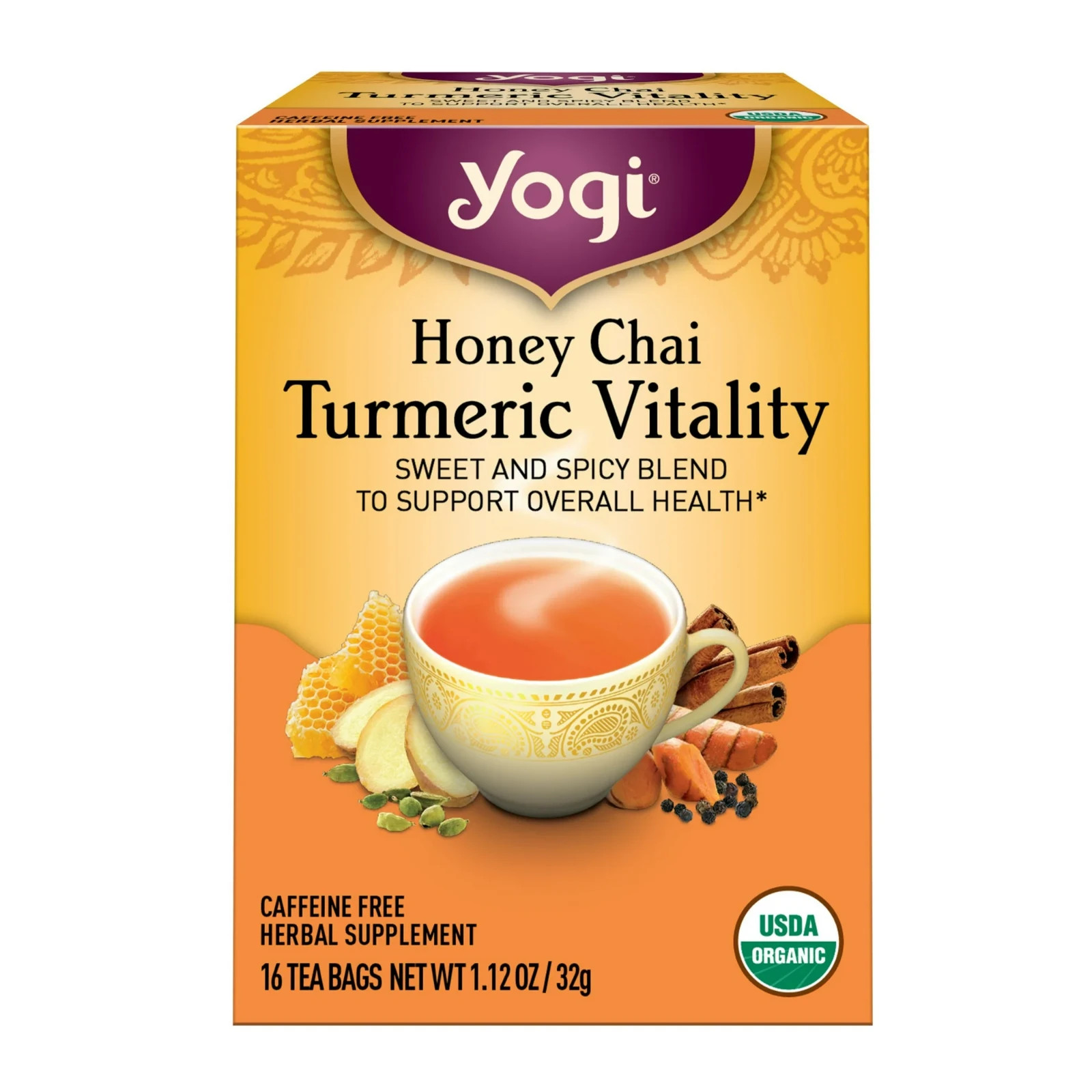 Honey Chai Turmeric Vitality 16ct Organic Herbal Tea Bags