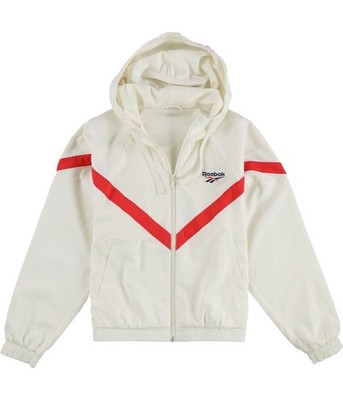 Reebok Womens Small Vector Logo Windbreaker Jacket, ivory, S