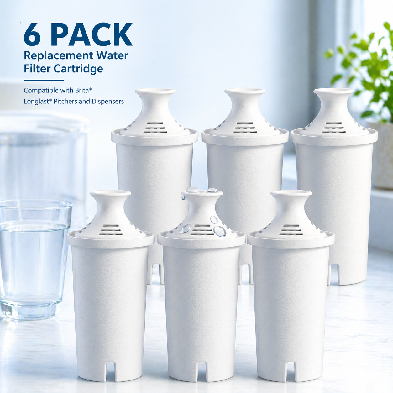 6 Pack Water Filter Cartridge, Replacement for Brita Classic, Mavea ...
