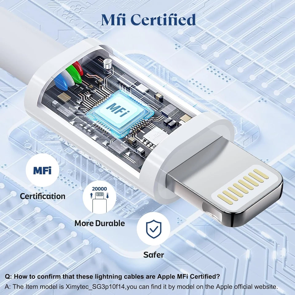 MFi Certified USB C to Lightning Cable 3Pack 6FT for iPhone Fast Charging - Photo 3/4