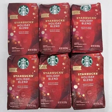 Starbucks Holiday Blend Medium Roast Ground Coffee 10oz 6 Bags Old stock