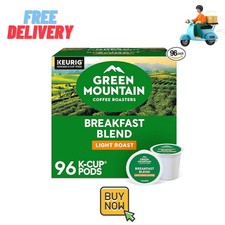 Green Mountain Coffee Breakfast Blend, K-Cup Pod, Light Roast, 96 Count NEW