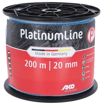 Electric fence tape Platinum Line 200m/20mm white/blue