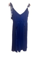 Never a Dull Moment Royal Blue Tie-Strap Pleated Midi Dress SIZE L