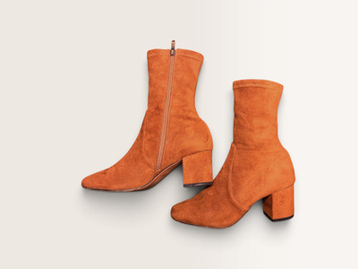 Silent D by Anthropologie Suede Sock Boots | Rust Tan | Size 6.5