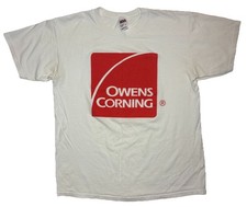 Vintage Owens Corning Tee Shirt USA Made Men’s L Logo Carpenter Contractor Roof