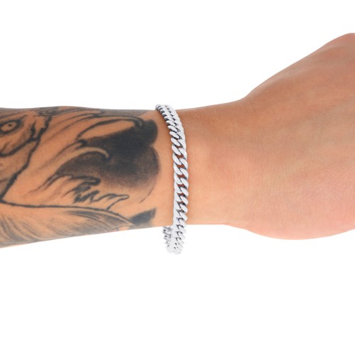 10K White Gold 3mm-9mm Miami Cuban Link Chain Bracelet Mens Womens 7" 7.5" 8" 9" - Picture 6 of 72