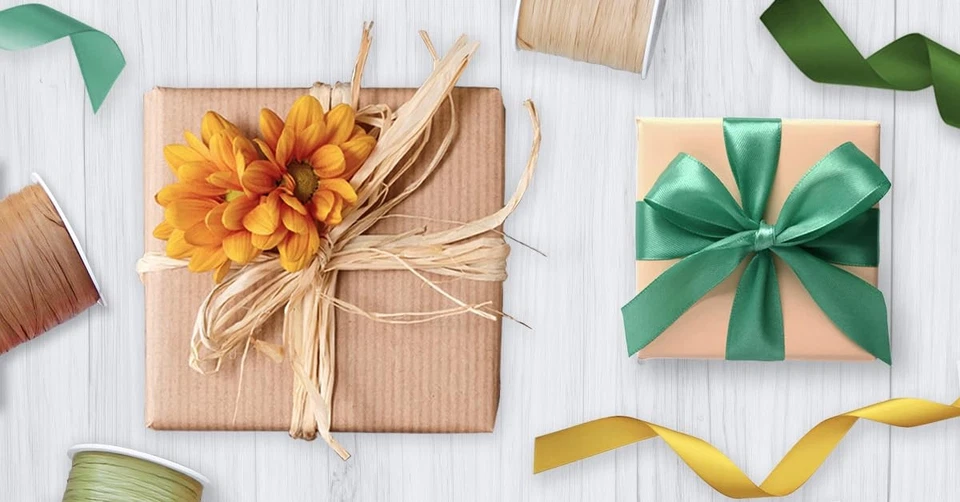 Cinta decorativa ciruela 100 yardas acabado mate rafia artesanía regalo envoltura Foto 2 de 3