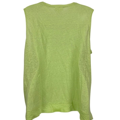 J Jill Love 100% Linen Knot Front Sleeveless Knit Lime Green Top Shirt sz L - Picture 14 of 17