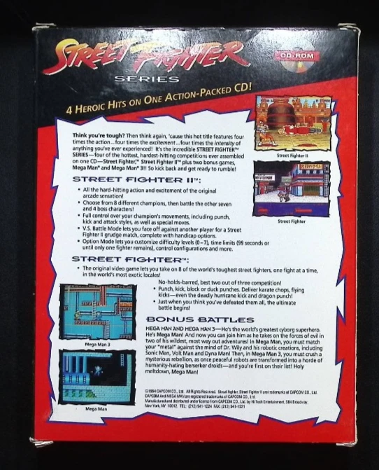 Street Fighter Series w/ Mega Man & Mega Man 3 (PC, 1994) - BIG BOX - Image 2 of 3
