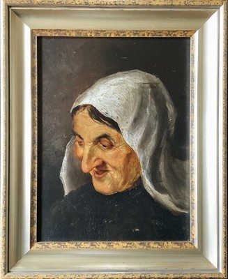 Antikes Öl Portrait Gemälde einer Bäuerin 19. Jahrhundert Europäische Schule