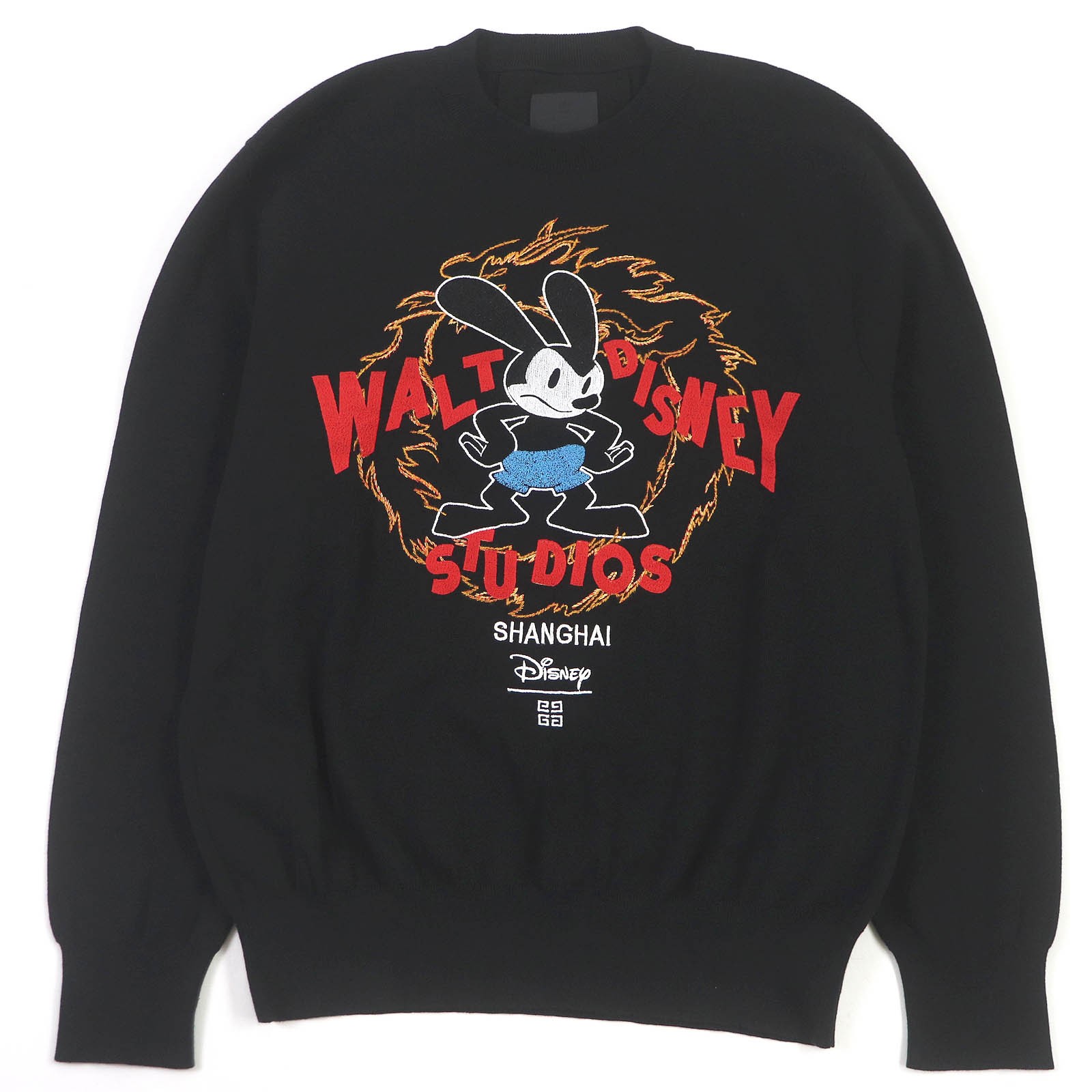 Excellent GIVENCHY×Disney sweater Oswald logo embroidery black cotton mens ...