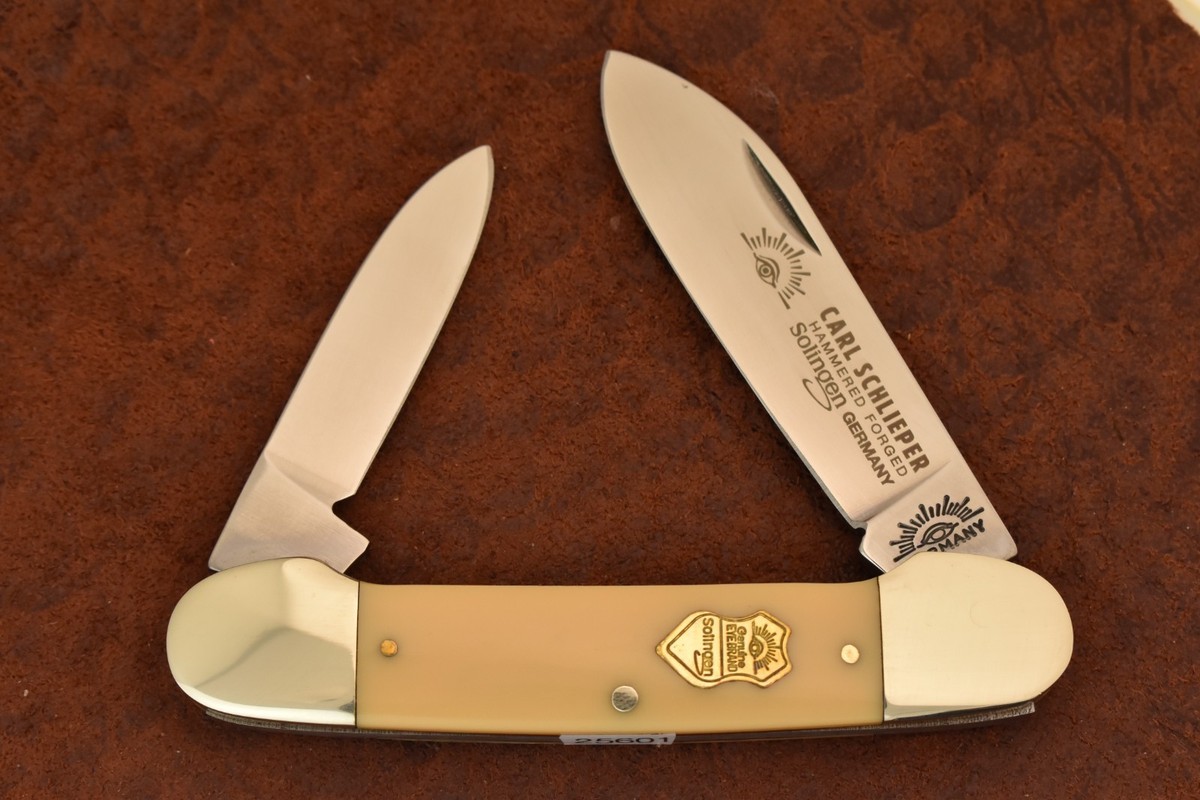 GERMAN EYE BRAND CARL SCHLIEPER YELLOW CANOE KNIFE SOLINGEN