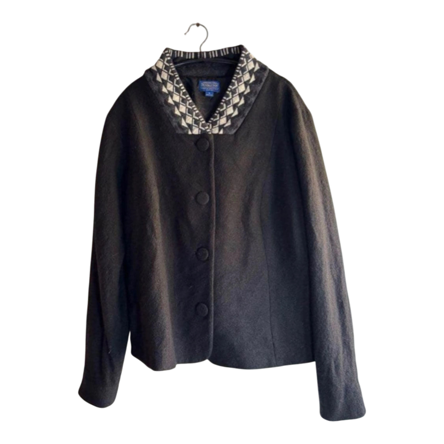 Pendleton Wool Jacket XL Dark Gray Geometric Coll… - image 1