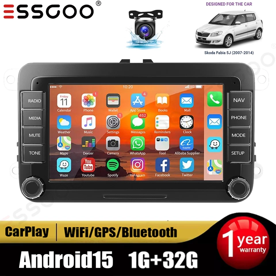 ESSGOO Skoda Fabia *2007 to 2014* 5J 100% PLUG & PLAY Apple CarPlay Car Stereo 32GB+AHD