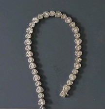 Womans Sterling Silver Diamond Heart Tennis Bracelet 7.5 Inch