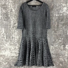 Ivanka Trump Size XL Scoop Neck 3/4 Sleeve Knee Length Flare Dress Gray Pullover