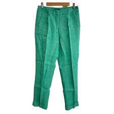 MaxMara WEEKEND Linen Trousers, Size 2, Green Women USED