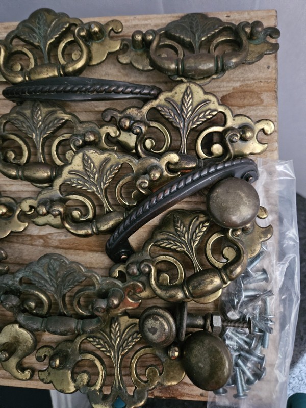 Early American Wheat Style Brass Pulls Circa 1970s's Heavy Vintage